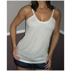 Braided Spaghetti Strap Floaty Tank Cream 0095